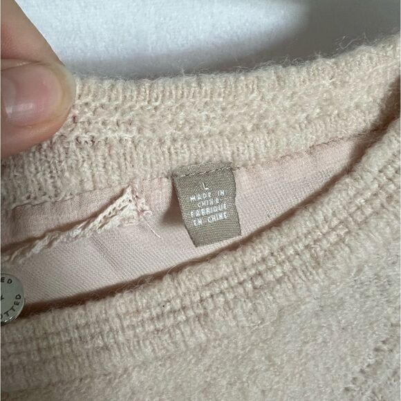Knitted & Knotted Women's L Nude Pink Sweater Textured Anthropologie Wool Alpaca - Picture 4 of 7